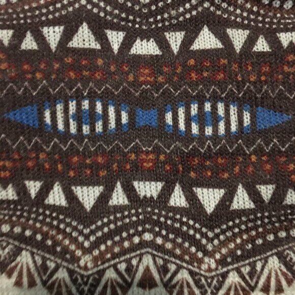 Point Zero Boho Knit Linen Blend A-Line Tribal Printed Top - Picture 6 of 16